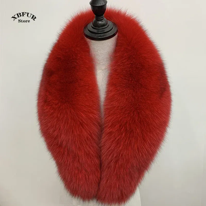 Color: black, Size: XS - Winter Real Fox Fur Collar Woman Black Natural Fur Scarf Shawl For Women Collars Wraps Neck Warmer Fur Scarves Luxery Scarf Men