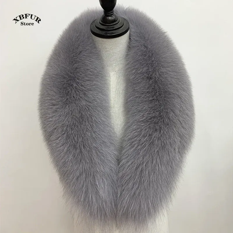 Color: black, Size: XS - Winter Real Fox Fur Collar Woman Black Natural Fur Scarf Shawl For Women Collars Wraps Neck Warmer Fur Scarves Luxery Scarf Men