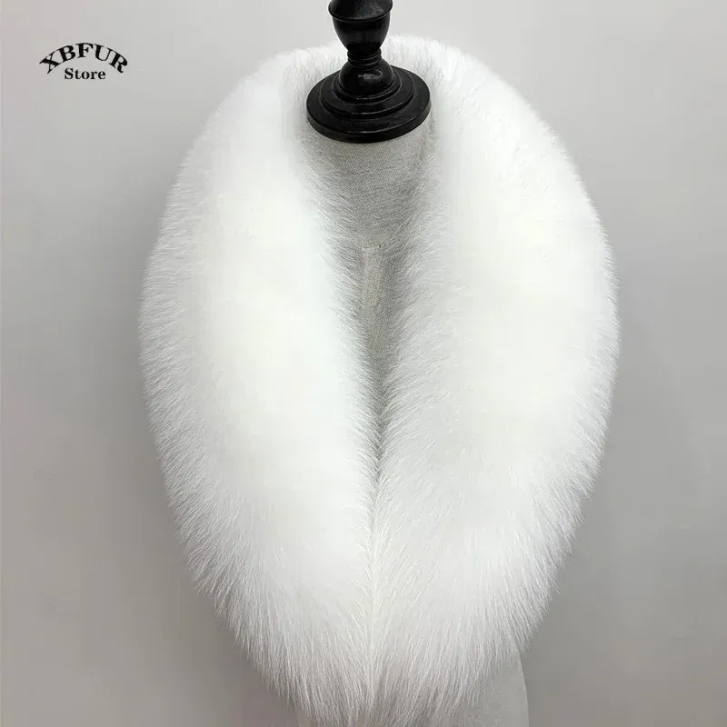 Color: black, Size: XS - Winter Real Fox Fur Collar Woman Black Natural Fur Scarf Shawl For Women Collars Wraps Neck Warmer Fur Scarves Luxery Scarf Men