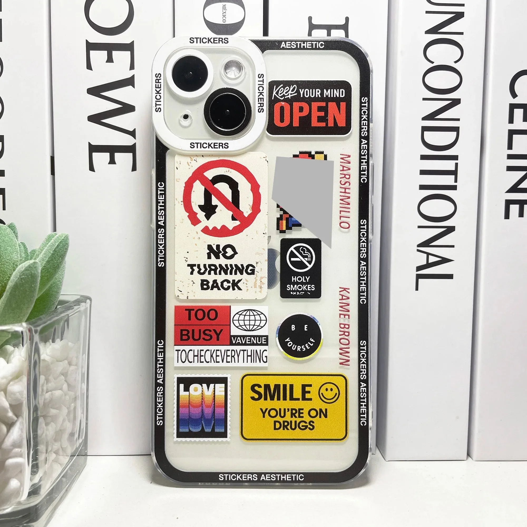 Color: Dark Grey, Material: CANVAS - Mix Labels Collage Stickers Aesthetic Phone Case For Samsung Galaxy S10 S20 S21 S22 S23 S24 FE Plus Ultra Note 20