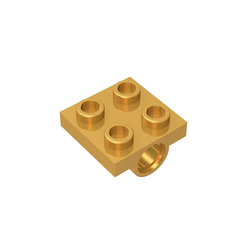 Color: Dark Khaki - MOC PARTS GDS-848 Plate, Modified 2 x 2 with Pin Hole - Full Cross Support Underneath compatible with lego 10247 2444