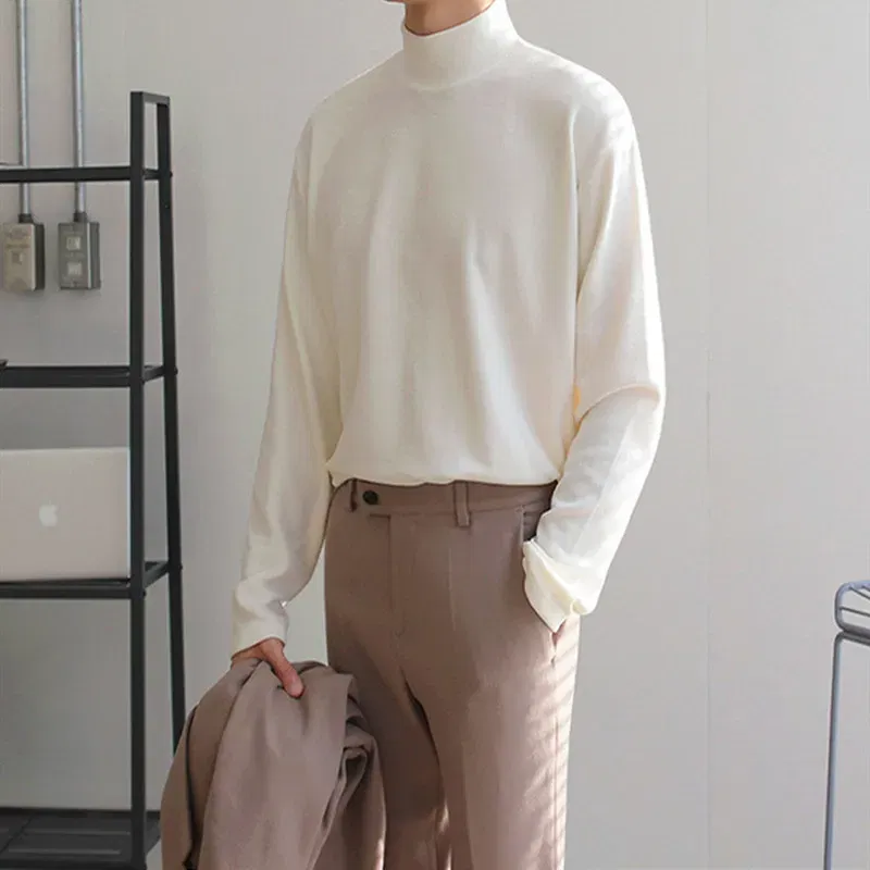 Color: black, Size: XXL - Yasuk Spring Autumn Winter Solid Casual Plush Turtleneck Men's Loose Bottom Double Faced Velvet Sweater Simple Warm BigSize