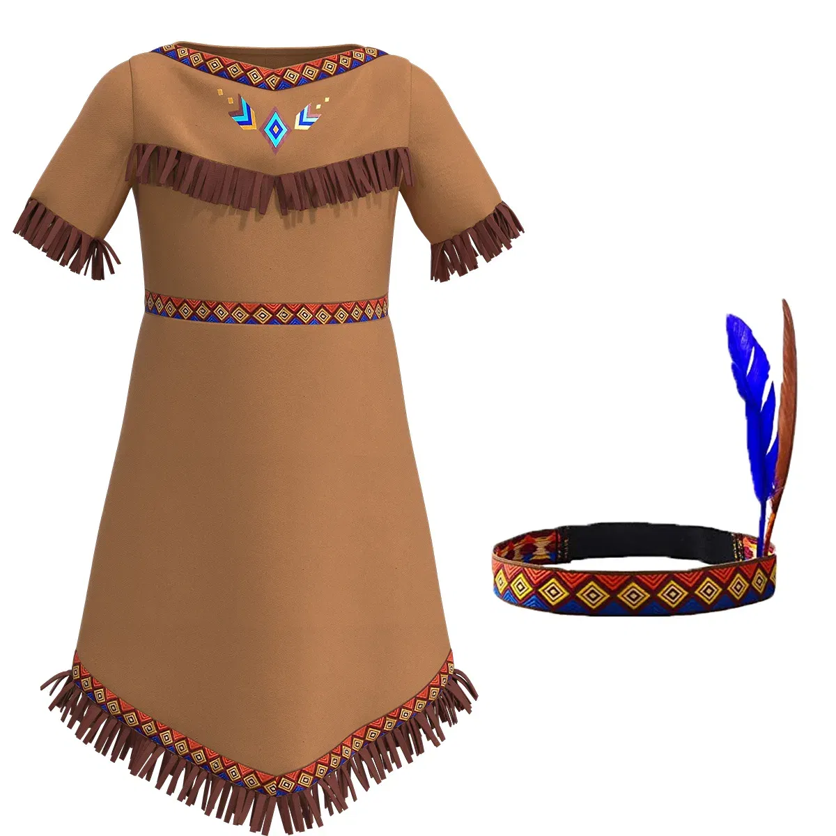 Color: Beige, Size: XS - Women cosplay Indian Princess Costumes 2023 Adult Kids Girls Huntress Costume Christmas Halloween Party Mardi Gras Fancy Dress