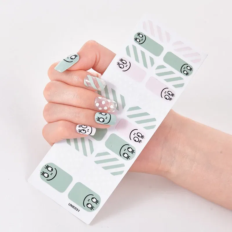 Color: Watermelon red - 22 Tips/Sheet Solid Color And Striped Manicure Designer Nail Decals Nailart Sticker Full Beauty Nail Tape Manicure Self Adhesive