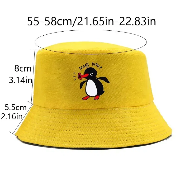 Color: Orange - Summer Penguin Bucket Hat Reversible Bob Men Women Cotton Travel Beach Fisherman Hat Outdoor Sports Pull Up Bob Panama Sun Hat