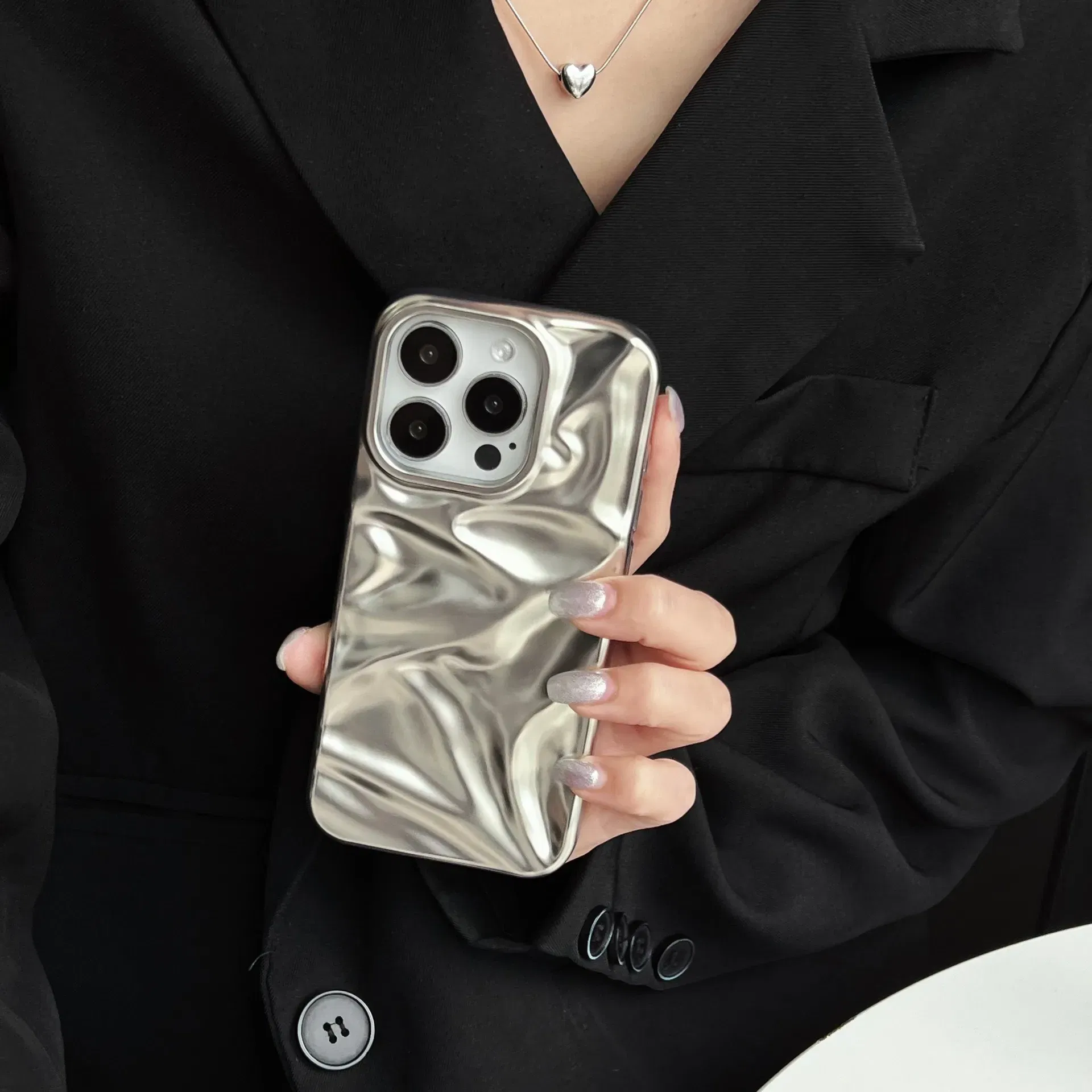 Color: Silver, Compatibility by Model: iPhone 16 Plus - Soft Matte 3D Wavy Pattern Phone Case For iPhone 16 17 ProMax 17 Air 15 14 Plus 13 12 Pro Max 11 ins Water Ripple Creative Cover