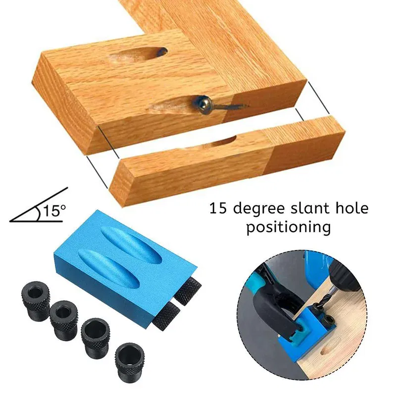 Color: Yellow, Ships From: CHINA - ZK30 15 Degree Oblique Hole Locator Angle Drilling Locator Aluminium Woodworking Drill Bits Jig Clamp Kit Guide Wood Hand Tools