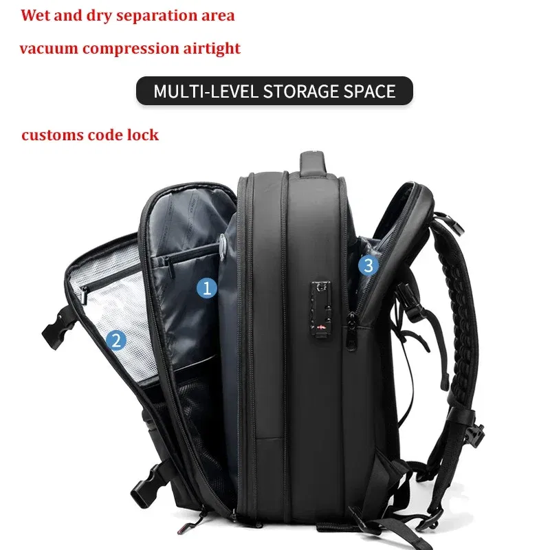 Color: Dark Khaki - Travel Men 17 inch Laptop Backpack vacuum compression Backpack Business Large Capacity school Backpack expand outdoor backpack