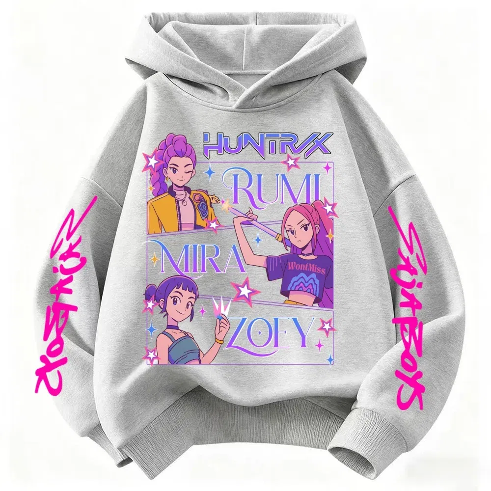 Color: Blue, Kid Size: 2T - Children's Hoodies KPop Demon Hunters tops Boy Girls Coat Casual Toddle Sweatshirr white pink child 3-12 year the Spring Autumn