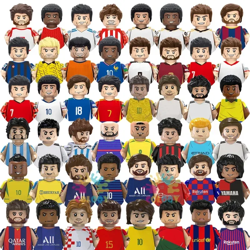 Color: LIGHT GRAY, Ships From: CHINA - Kids Toys World Famous Football Stars Building Blocks Sport Player Mini Action Figures Golden Cup Toys For Boys Christmas Gifts
