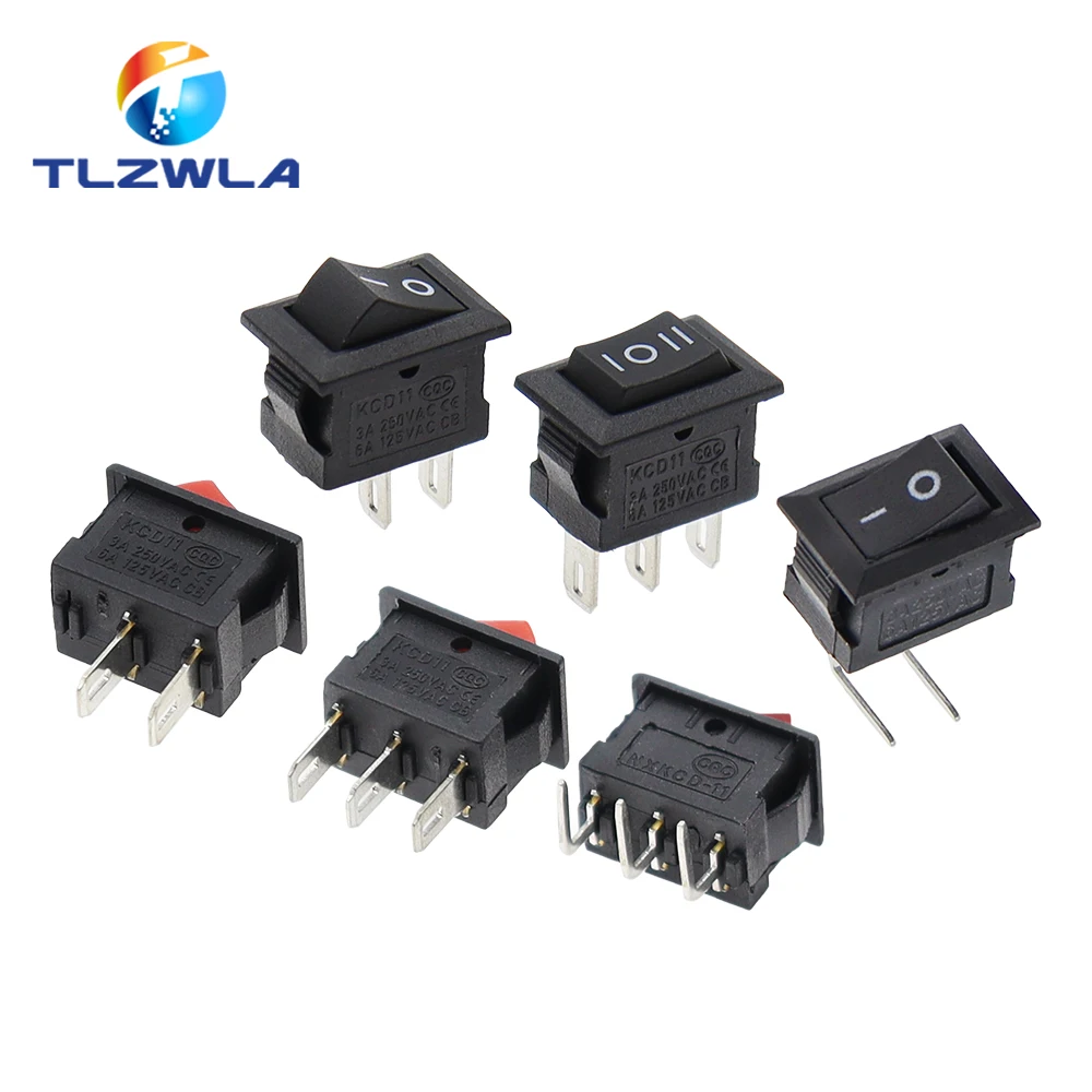 Color: WHITE, Size: 4XL - 5/10PCS KCD11 Rocker Switch 10*15mm Mini Push Button Switch ON-OFF / ON-OFF-ON 2 Pins / 3 Pins 3A 250VAC / 6A 125VAC 10x15mm