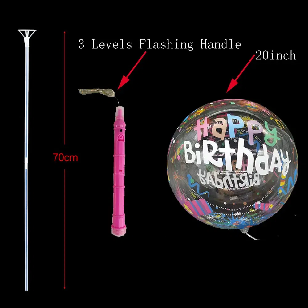 Color: MINT GREEN, Ballon Size: 10inch, Shape: X - 1/5/10/20/30pcs LED Light Up BoBo Balloons Colorful 3 Levels Flashing Handle 20 Inches Bubble Balloon 70cm Stick