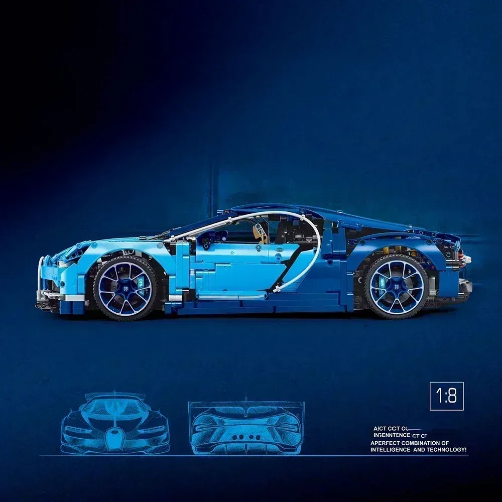 Color: DEEP BLUE, Size: 4XL - 3599PCS Super Racing Car High-Tech Buga 1:8 Model Building Blocks 42083 Bricks Kids Toy Children Adults Christmas Birthday Gifts