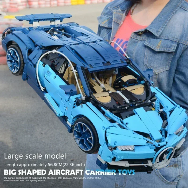 Color: DEEP BLUE, Size: 4XL - 3599PCS Super Racing Car High-Tech Buga 1:8 Model Building Blocks 42083 Bricks Kids Toy Children Adults Christmas Birthday Gifts