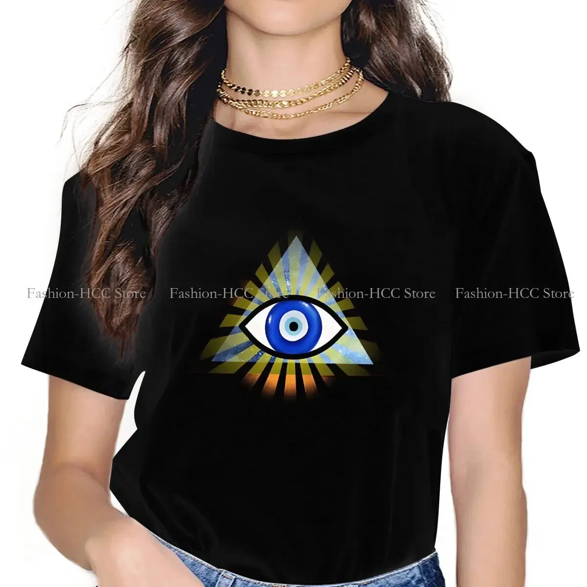 Color: black, Size: M - Evil Eyes Polyester TShirts Evil Eye Protection - All Seeing Eye Personalize Homme T Shirt Hipster Tops