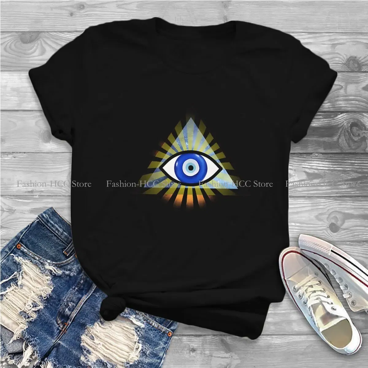 Color: black, Size: M - Evil Eyes Polyester TShirts Evil Eye Protection - All Seeing Eye Personalize Homme T Shirt Hipster Tops