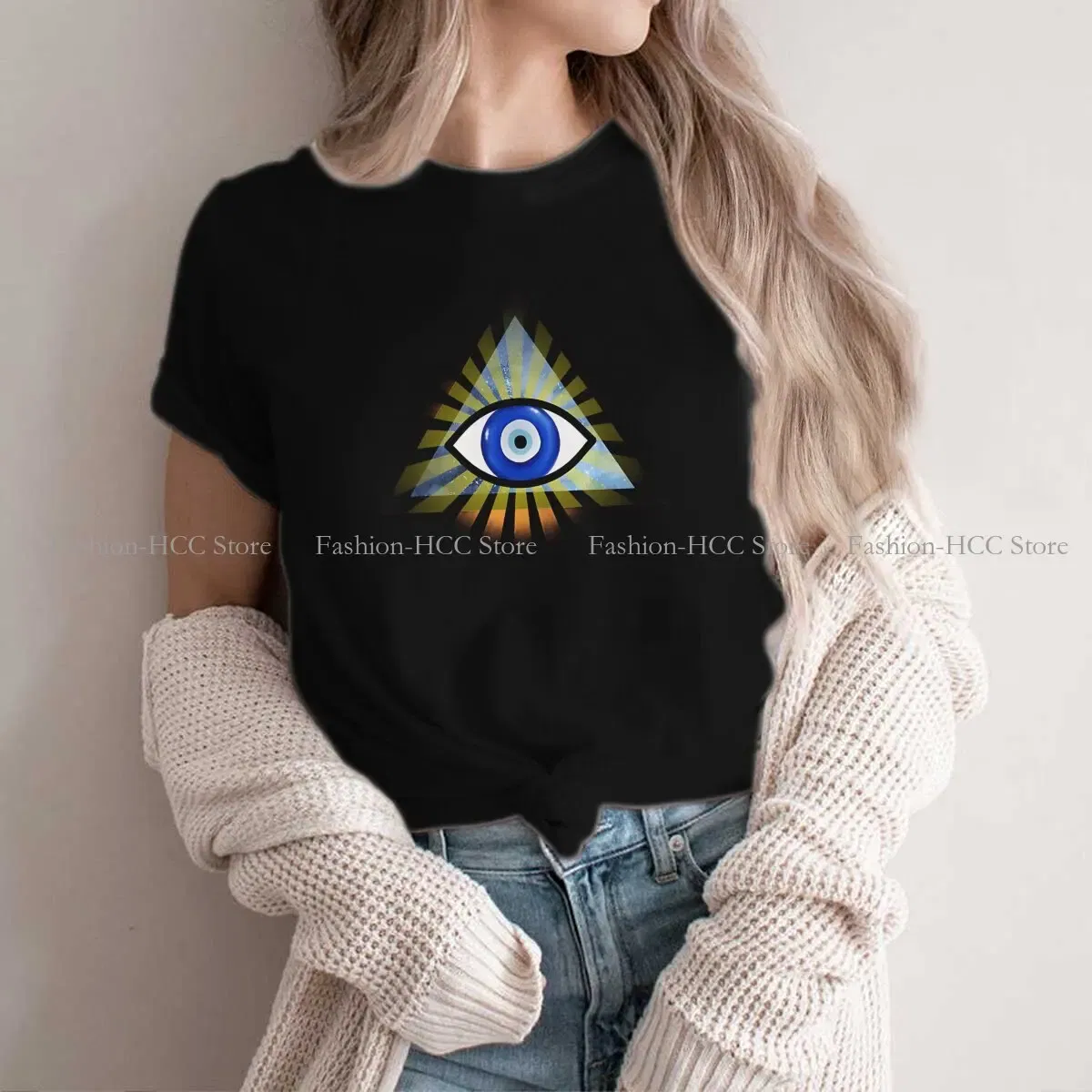 Color: black, Size: M - Evil Eyes Polyester TShirts Evil Eye Protection - All Seeing Eye Personalize Homme T Shirt Hipster Tops