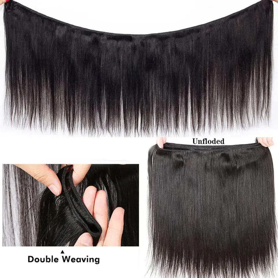 Stretched Length: 24inches - Peruvian Bone Straight Human Hair Bundles Deal Unprocessed Virgin Hair Extensions Long Thick Cheap Brazilian Hair Weave Natural