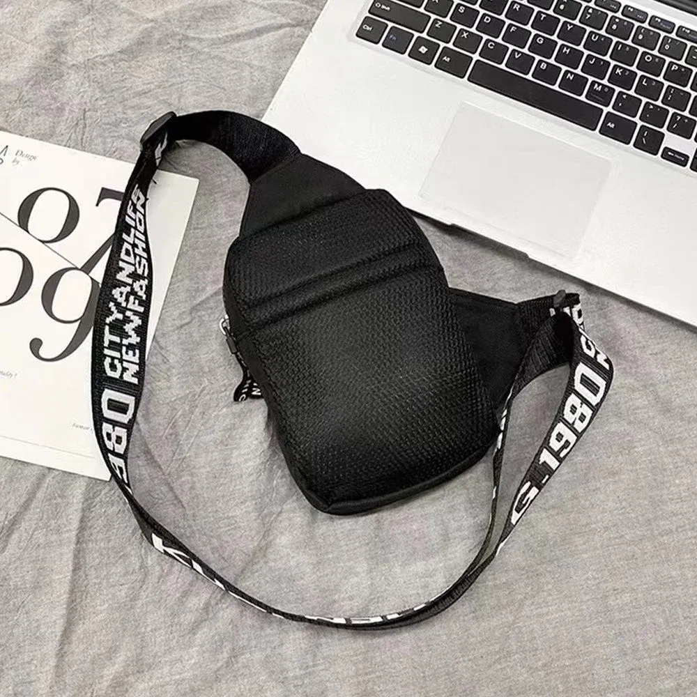 Color: PURPLE - Sports Chest Bag Men Small Mobile Phone Messenger Bags Waist Bags Multi-Function Carry-on Bag Engrave Image Initial Name Patter