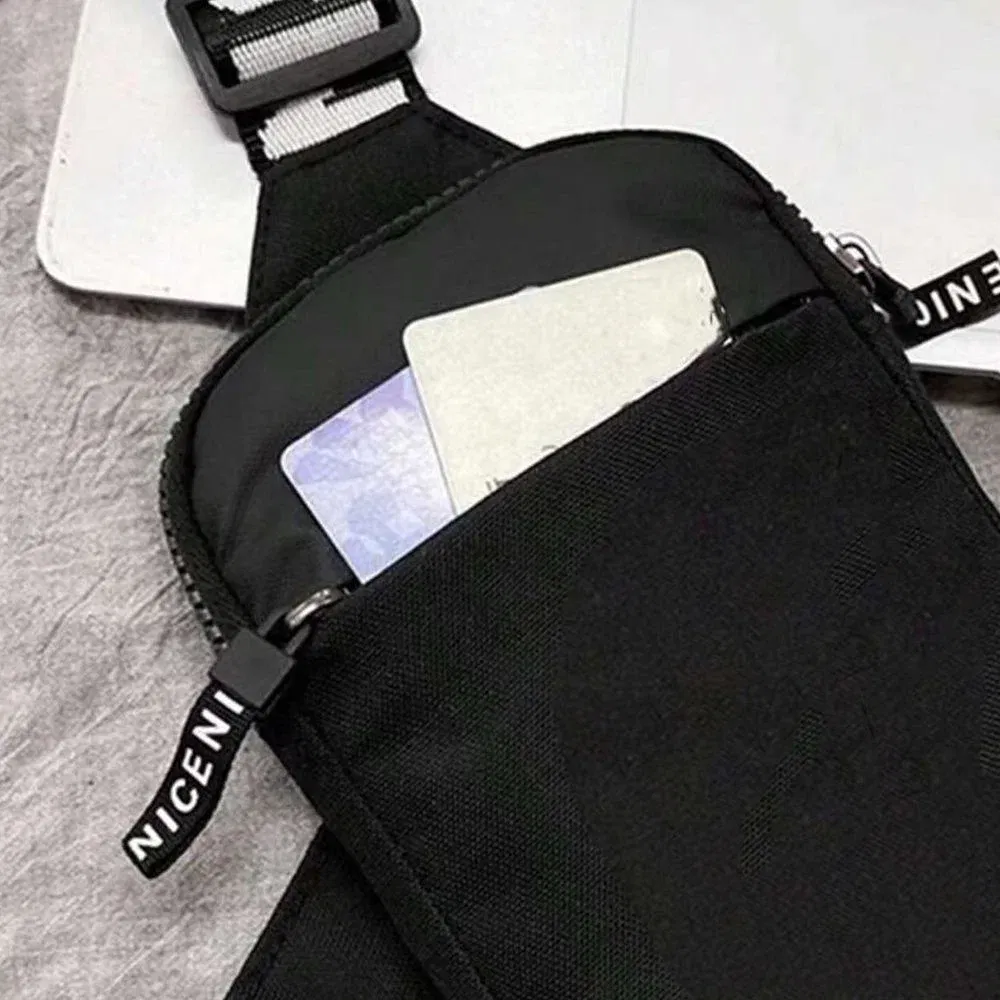 Color: PURPLE - Sports Chest Bag Men Small Mobile Phone Messenger Bags Waist Bags Multi-Function Carry-on Bag Engrave Image Initial Name Patter