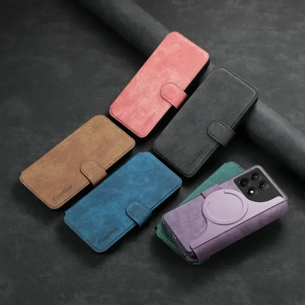 Color: PURPLE, Material: Plastic - For Poco F8 Ultra F7 X7 X6 M6 M7 Pro 5G Luxury Case RFID Leather 2IN1 Detachable Book Funda Xiaomi Poco F6 X5 X 6 F 8 Flip Cover