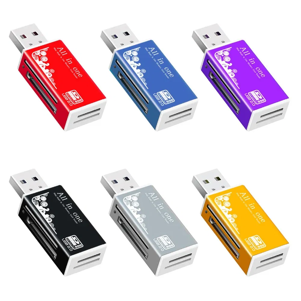 Color: black - Multifunctional USB 2.0 Micro-SD/TF/CT/MS/SDHC/MMC Memory Card Reader Adapter