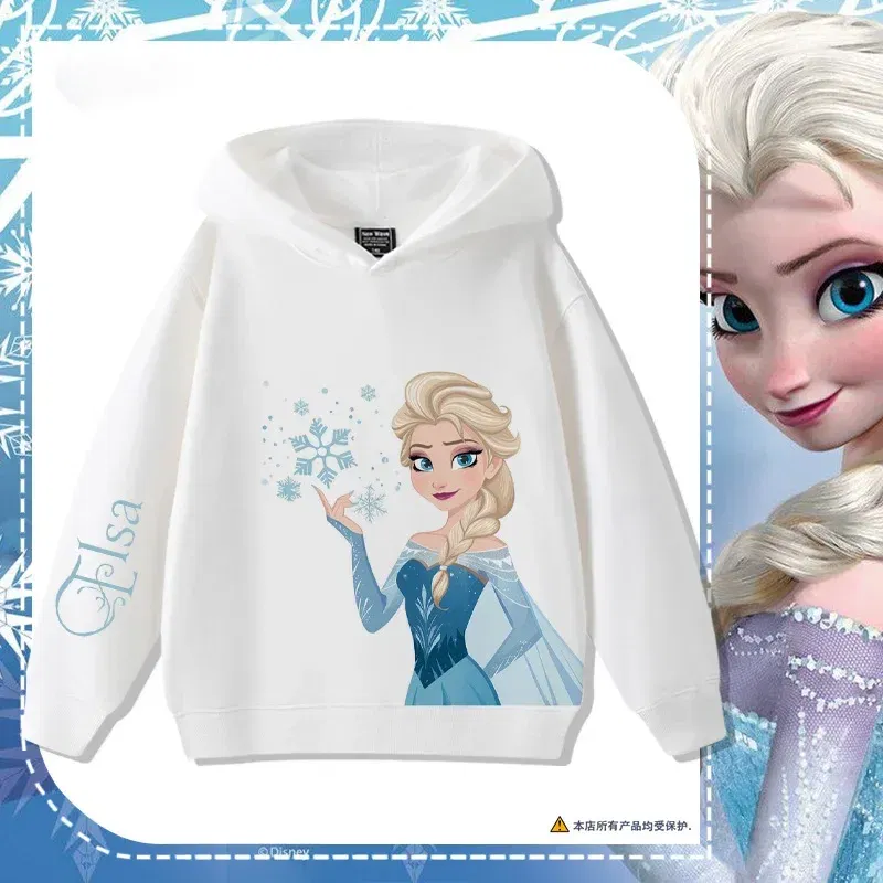 Color: Khaki, Kid Size: 5 - Queen Elsa Surrounding Girls Autumn and Winter Hooded Sweatshirt Children Girl Children's Tops Cute Long-sleeved Coat