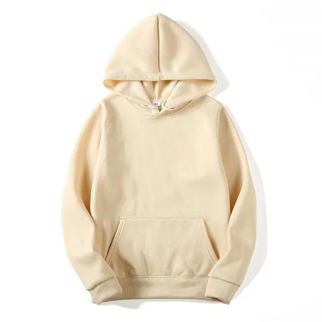 Color: Khaki, Size: XXL - Blank Fleece Fashion Hoodies Men Pull Over Wholesale Hooded Sweatshirt Unisex Cheap Solid Hoodie In Bulk Sudaderas Con Capucha