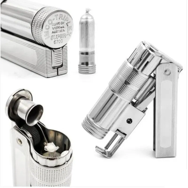 Color: Army Green - Original IMCO Lighter Old Gasoline Flint Lighter Windproof Stainless Steel Cigarette Petrol Oil Lighter Inflated Gadgets Man