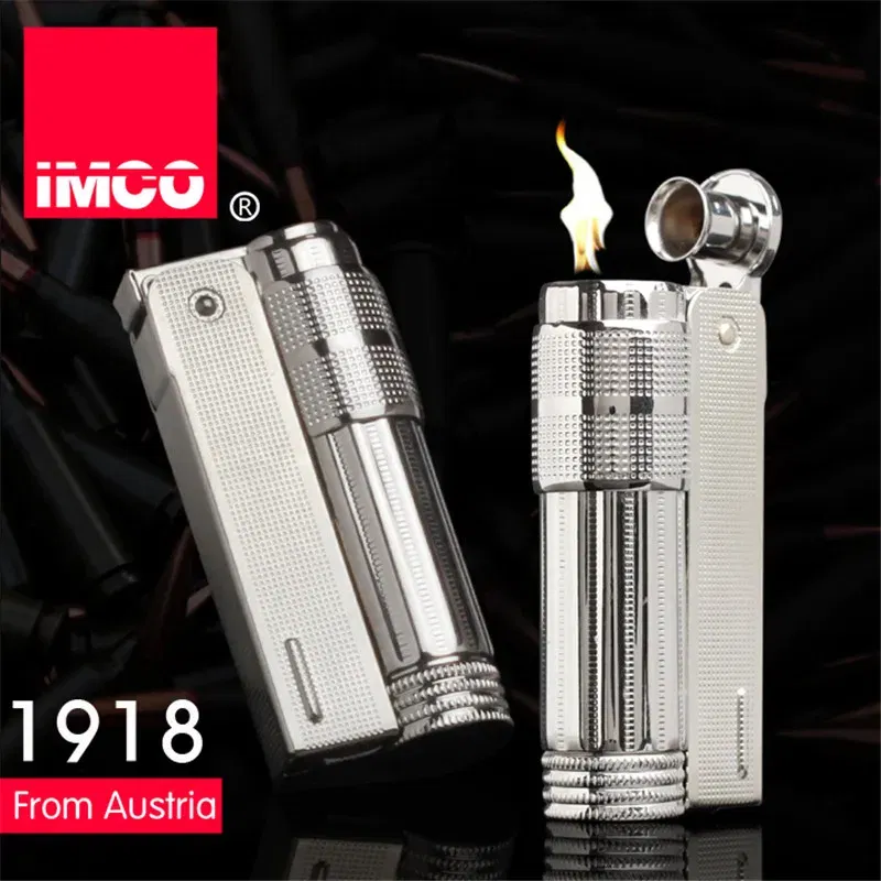 Color: Army Green - Original IMCO Lighter Old Gasoline Flint Lighter Windproof Stainless Steel Cigarette Petrol Oil Lighter Inflated Gadgets Man