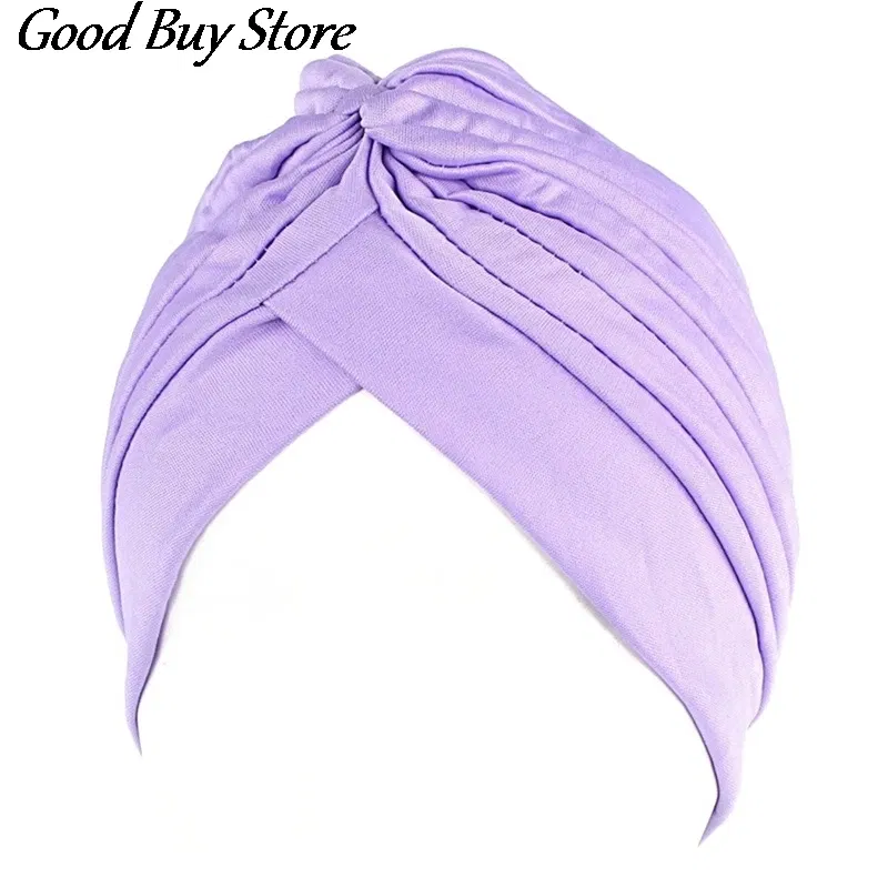 Color: Rust Red - Solid Color Turban Hat Women Muslim Stretch Hijabs Hats Islamic Underscarf Head Wrap Cap Female Plain Headwear Headband Soft