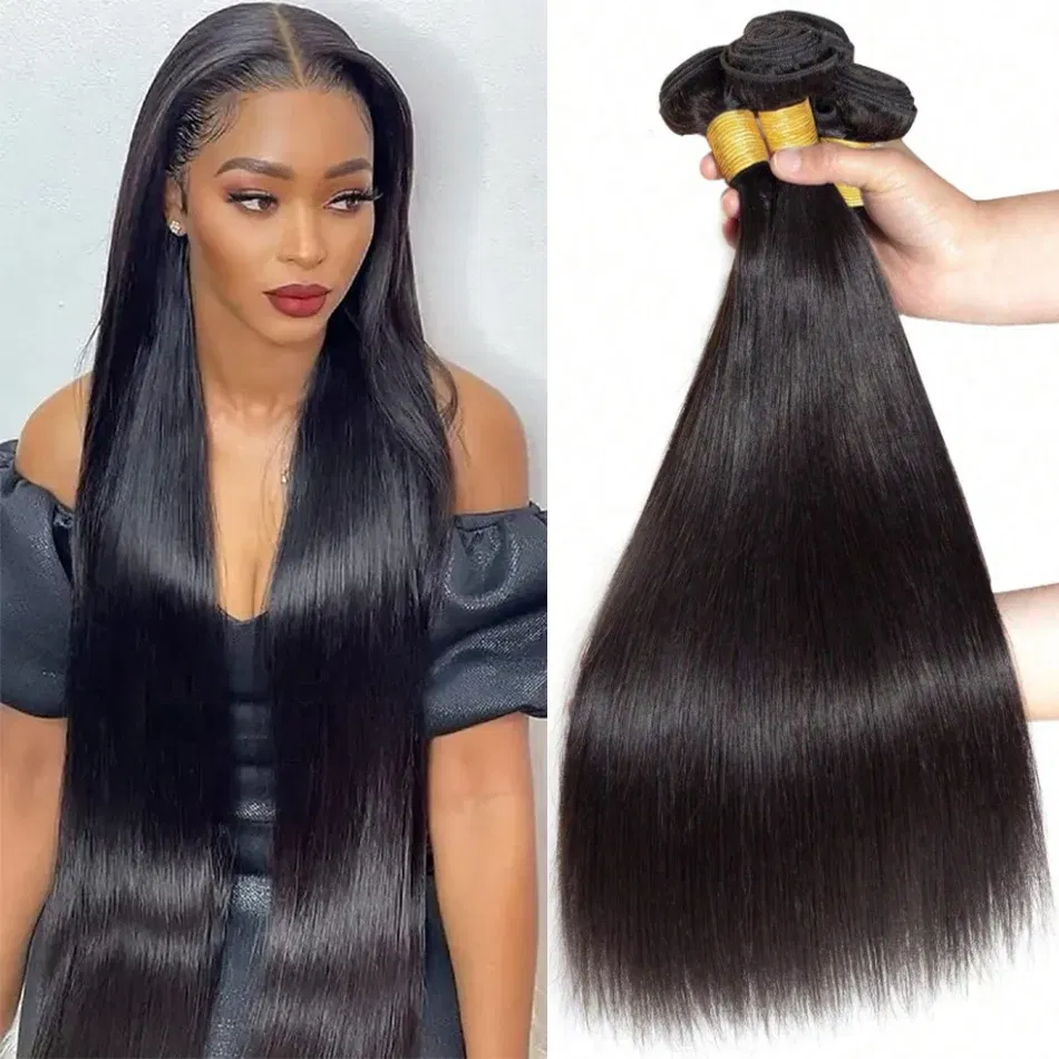 Stretched Length: 12INCHES - Peruvian Bone Straight Human Hair Bundles Deal Unprocessed Virgin Hair Extensions Long Thick Cheap Brazilian Hair Weave Natural