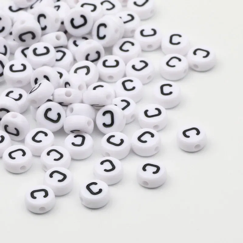 Color: Green, Item Diameter: Other - 50/100pcs/lot 7x4mm White Round A-Z Alphabet Letter Acrylic Loose Spacer Beads for Jewelry Making Diy Bracelet Accessories