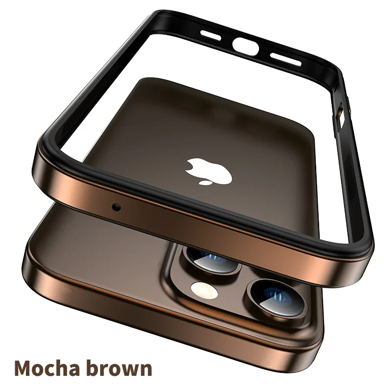 Color: GRAY, Material: Microfiber - Titanium Metal Frame Bumper Shockproof Case for IPhone 16 15 Pro Max Plus 5G for Apple Solid Colour Protection Phone Cover