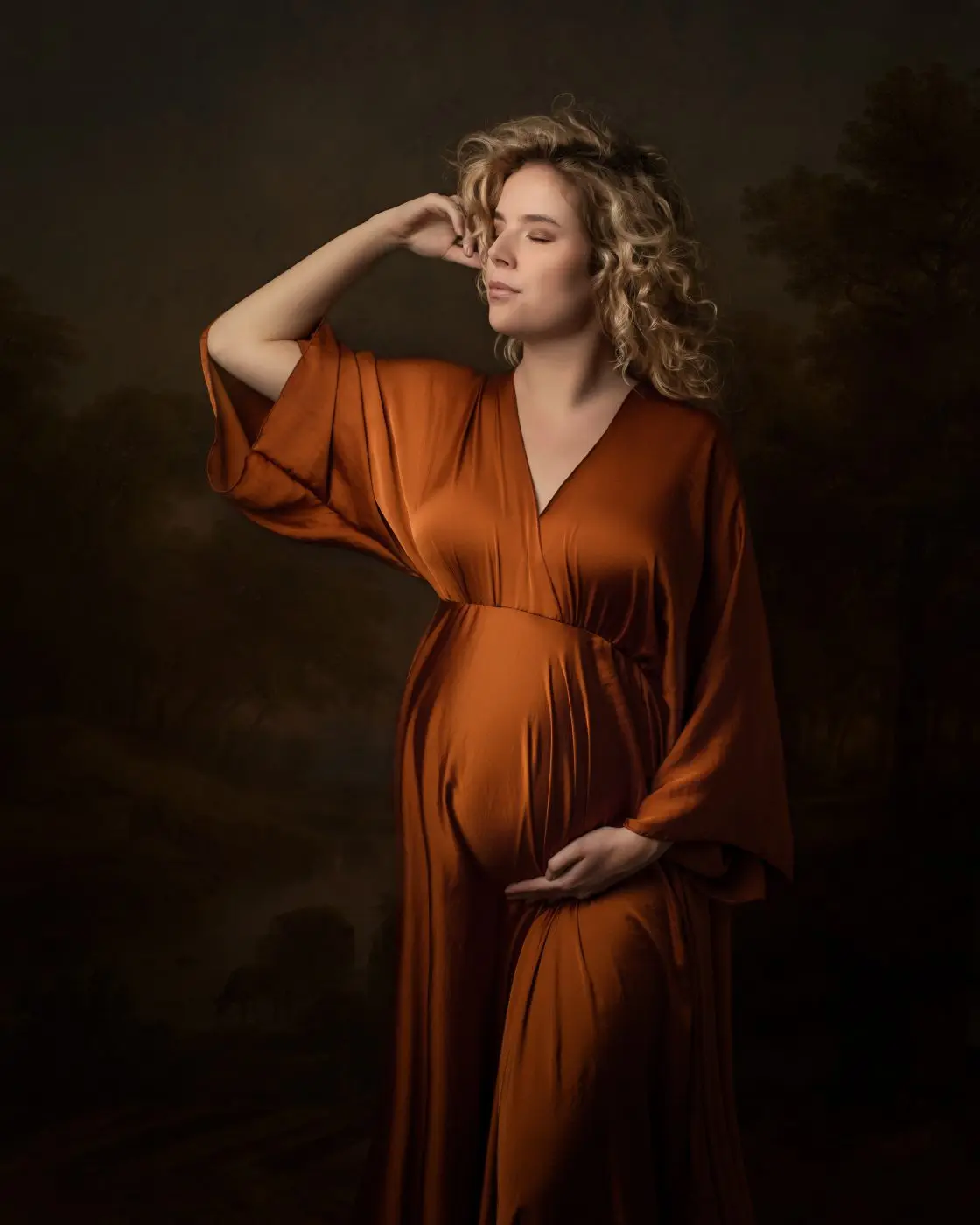 Color: MULTI - Boho Maternity Photography Props V Neck Dresses Free Size Adjustable Soft Pregnancy Photo Shoot Sides Slit For Baby Shower