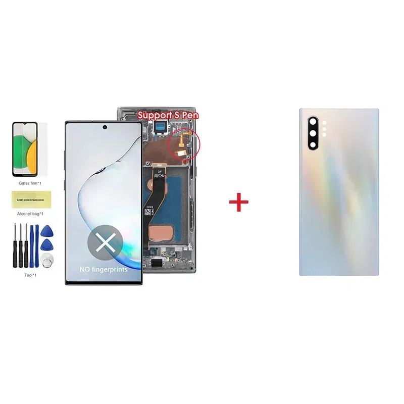 Color: indigo, Ships From: CHINA - Top AMOLED Note 10 Plus Screen for Samsung Galaxy Note10+ N975F Lcd Display Touch Screen Support S Pen Fingerprints with Frame
