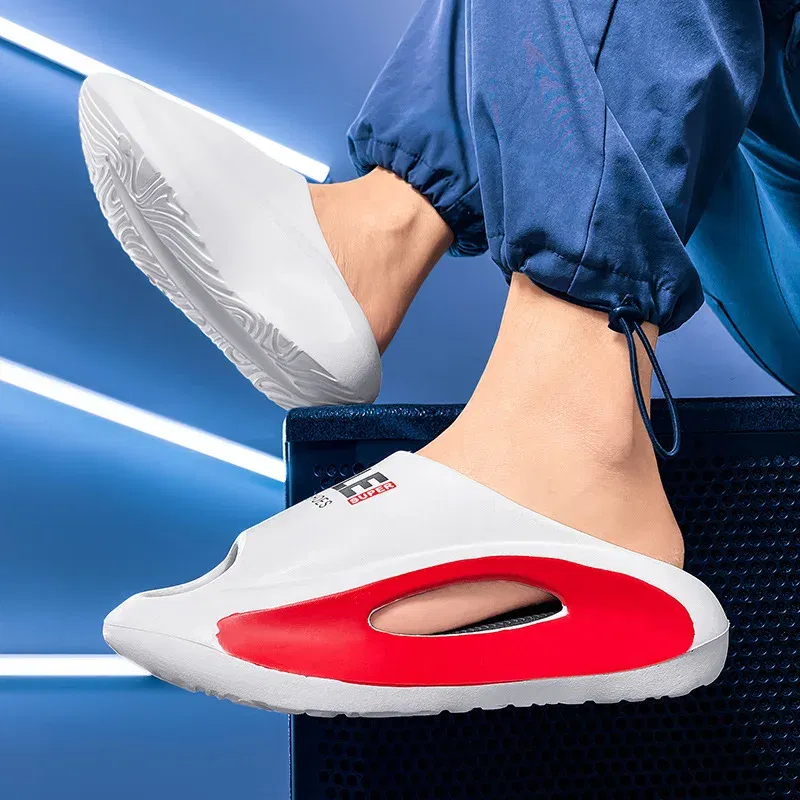 Color: black, Shoe Size: 36 - Men's Sandal Slippers New Summer Sneaker Slippers Men Thick Bottom Platform Slides Soft Eva Slippers Casual Beach Shoes