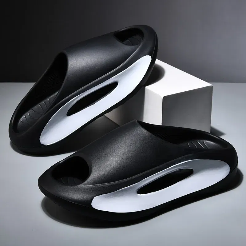 Color: black, Shoe Size: 36 - Men's Sandal Slippers New Summer Sneaker Slippers Men Thick Bottom Platform Slides Soft Eva Slippers Casual Beach Shoes