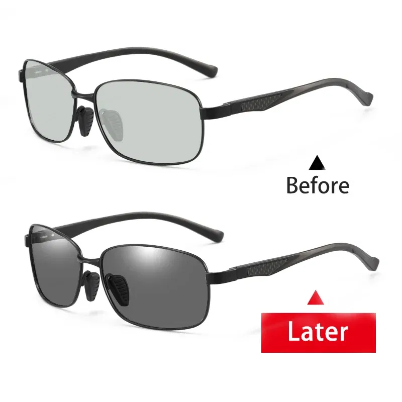 Lenses Color: WHITE, Frame Color: WHITE - Myopia Photochromic Sunglasses Diopter Polarized Driving Goggle Men Chameleon Change Color transition Prescription Sun Glasses