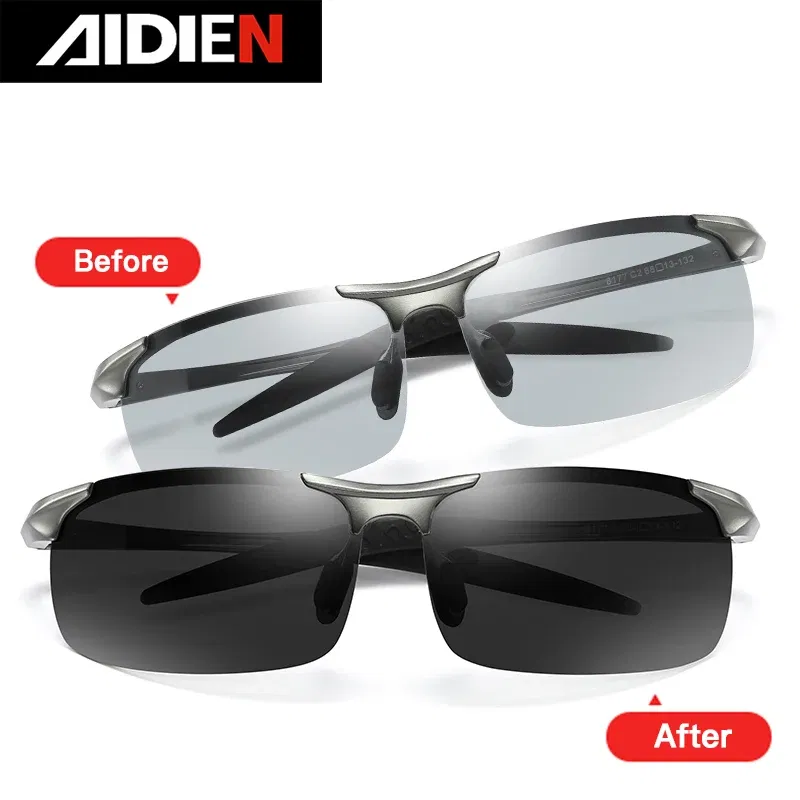 Lenses Color: WHITE, Frame Color: WHITE - Myopia Photochromic Sunglasses Diopter Polarized Driving Goggle Men Chameleon Change Color transition Prescription Sun Glasses