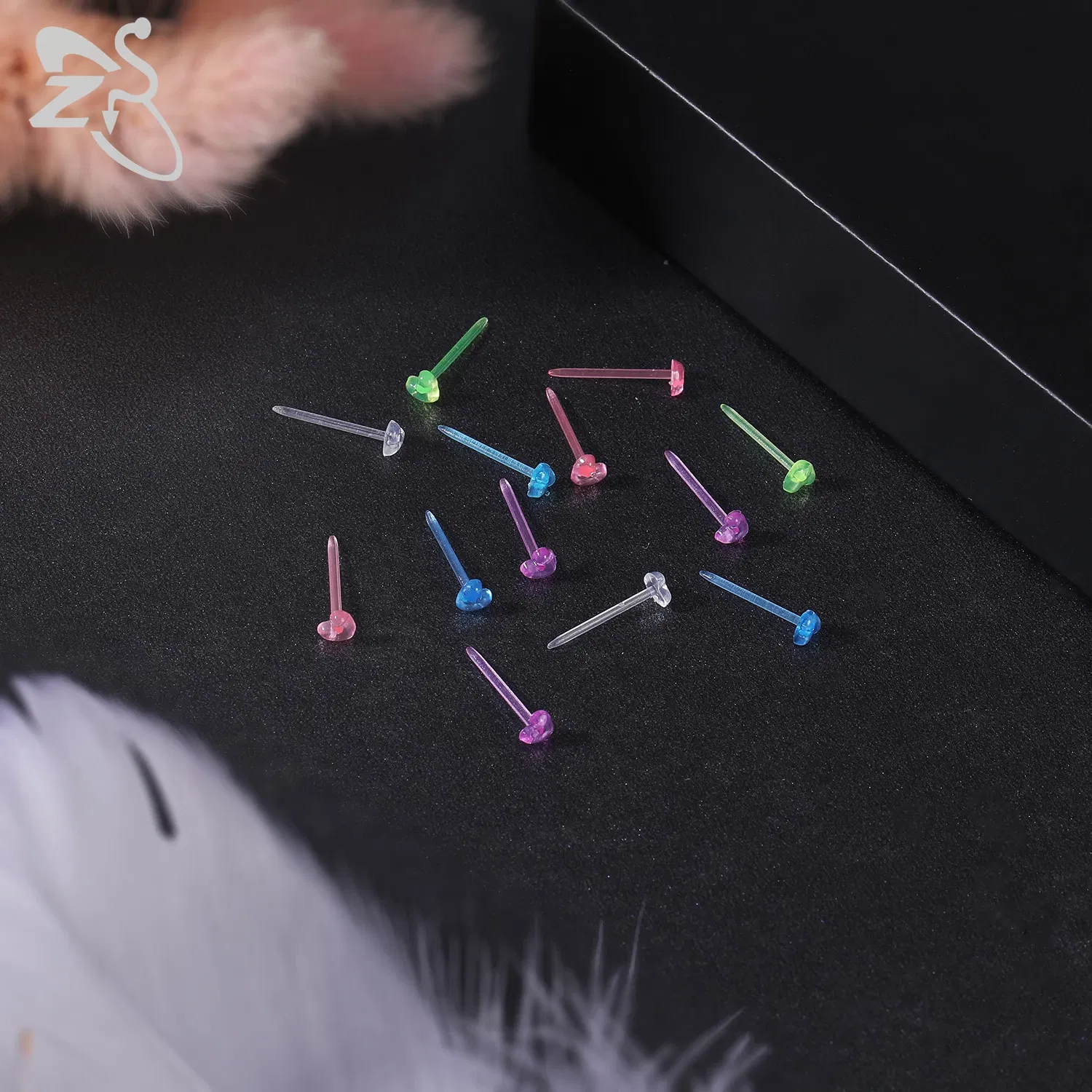 Metal Color: Light Yellow Gold Color - ZS 10-50pcs/lot Colorful Acrylic Stud Earring Invisible Transparent  Anti-allergy Ear Pin 20G Star Ball Curing Ear Hole Retainer