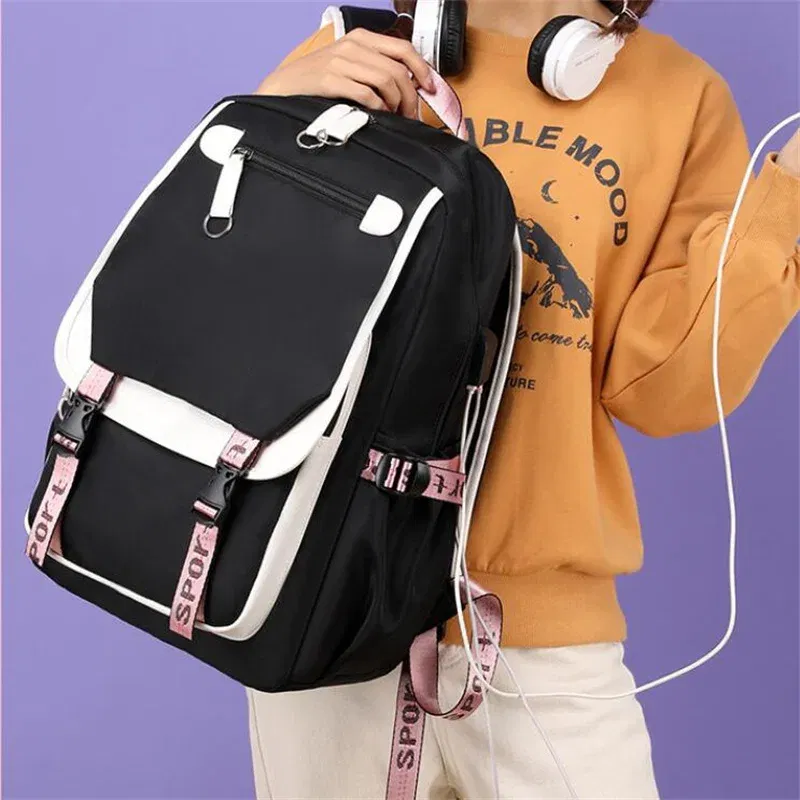 Color: Silver, Size: 17 Inches - Demon Slayer Backpack Schoolbag USB Laptop Bag Tokitou Muichirou Kanroji Mitsuri Men Women Rucksack Travel Shoulder Outdoor Bags