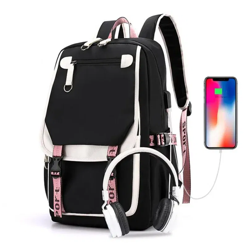 Color: Silver, Size: 17 Inches - Demon Slayer Backpack Schoolbag USB Laptop Bag Tokitou Muichirou Kanroji Mitsuri Men Women Rucksack Travel Shoulder Outdoor Bags