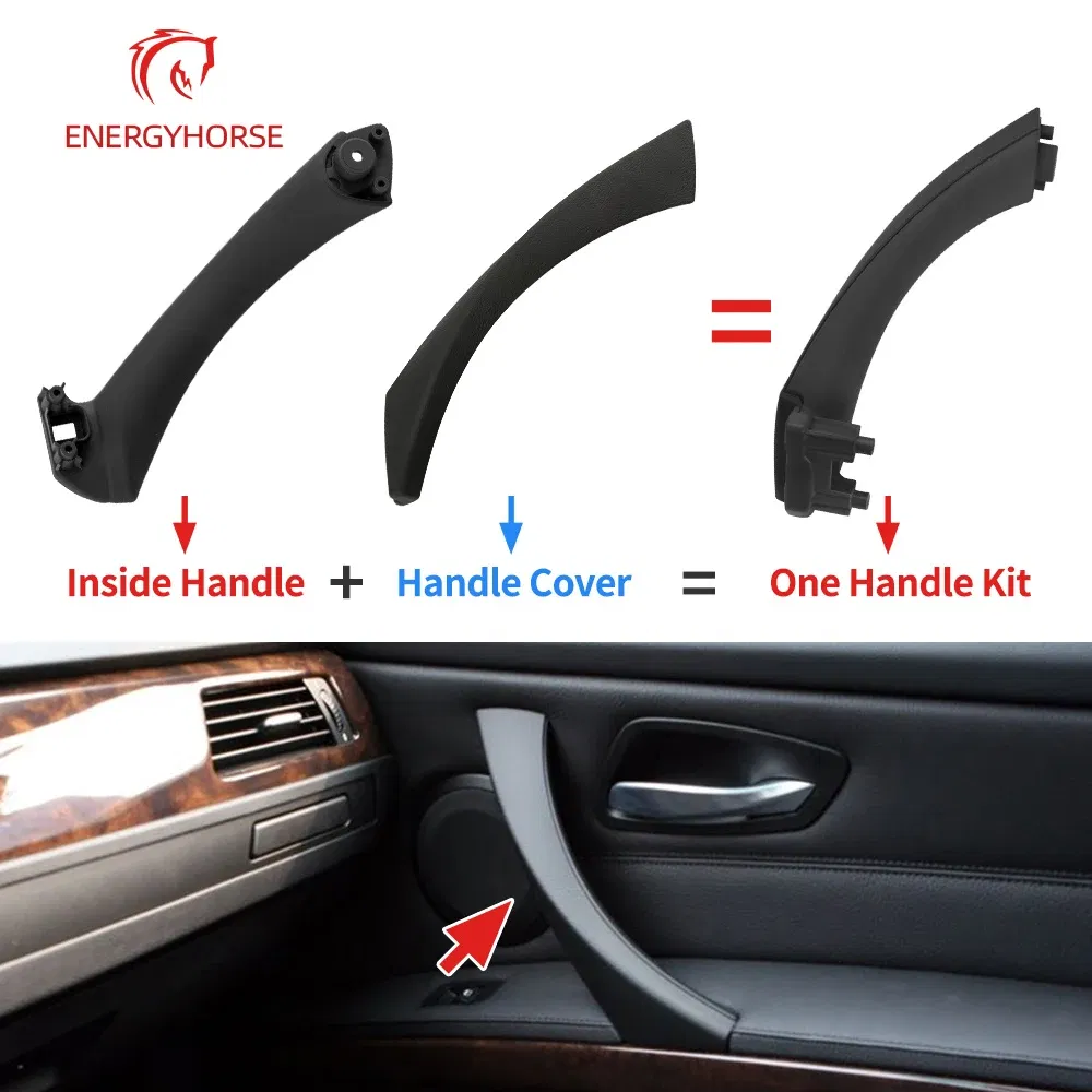 Color: Gold - Car Inner Handle Interior Door Panel Pull Trim Cover Black Left Right for BMW 3 Series E90 E91 316 318 320 325 328