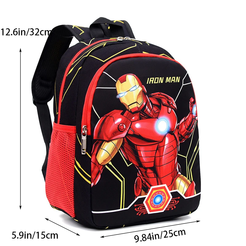 Color: black - Disney Marvel Series Backpack Boy's Primary School Schoolbag Double-layer Cartoon Spider-Man Backpack For Boys Gift