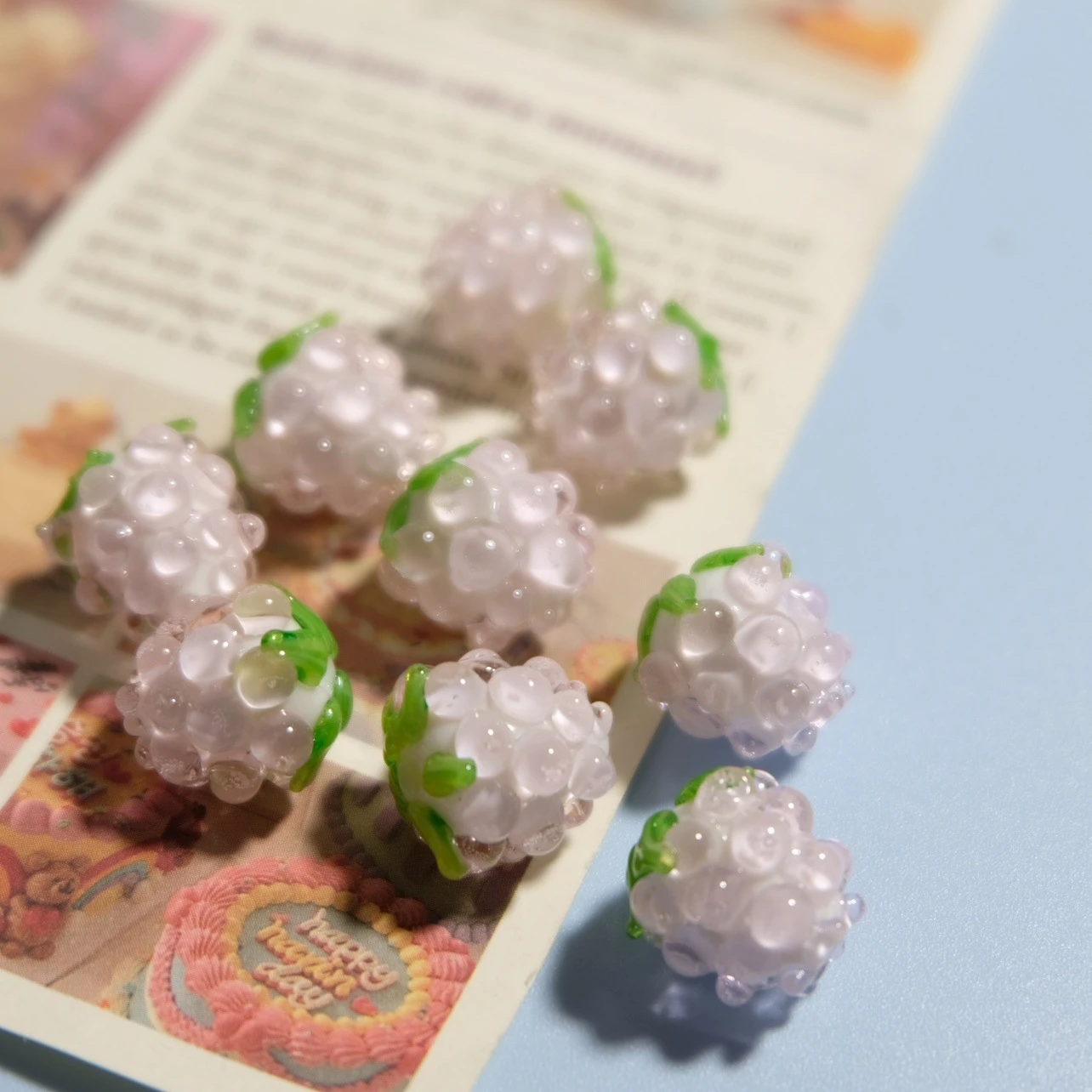 Color: green, Ships From: CHINA, Item Diameter: 12mm - DIY Mini Czech Glass Grape Beads Raspberry Pendant Accessory Bead
