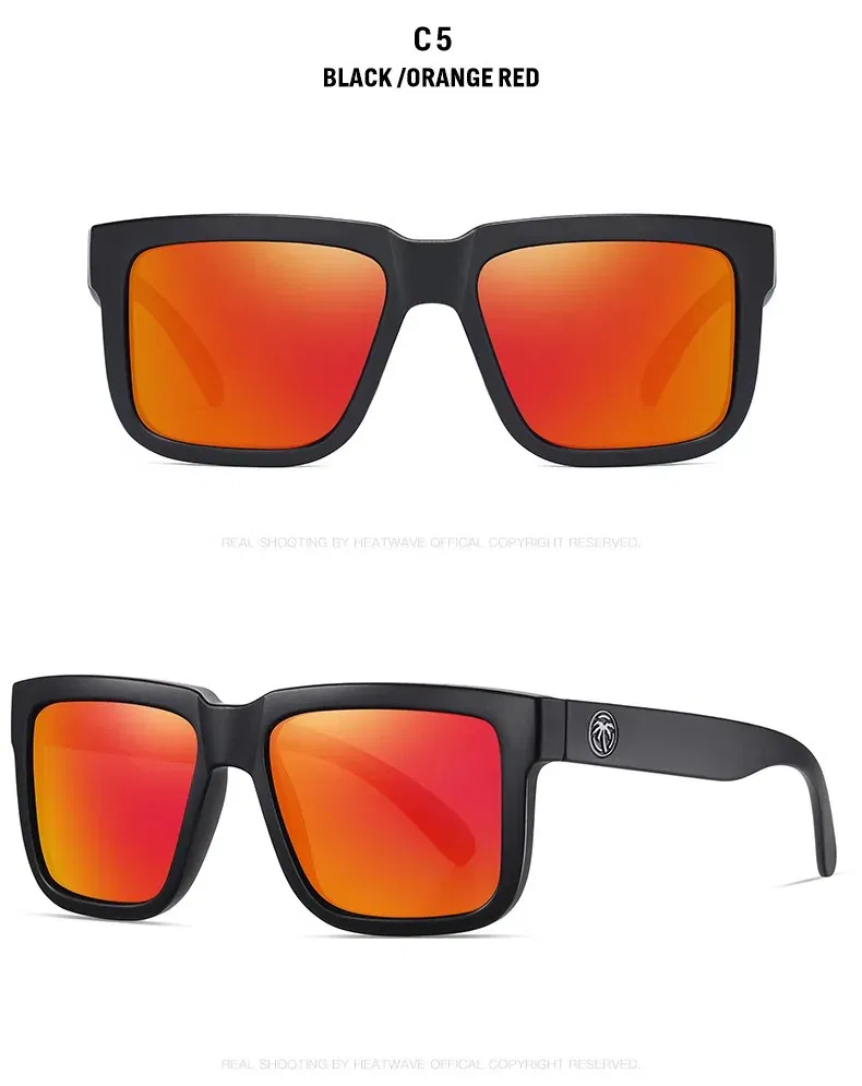 Lenses Color: PURPLE - NEW High quality luxury Heat Wave brand Polarized sunglasses square Conjoined lens Women men sun glasses UV400HW02