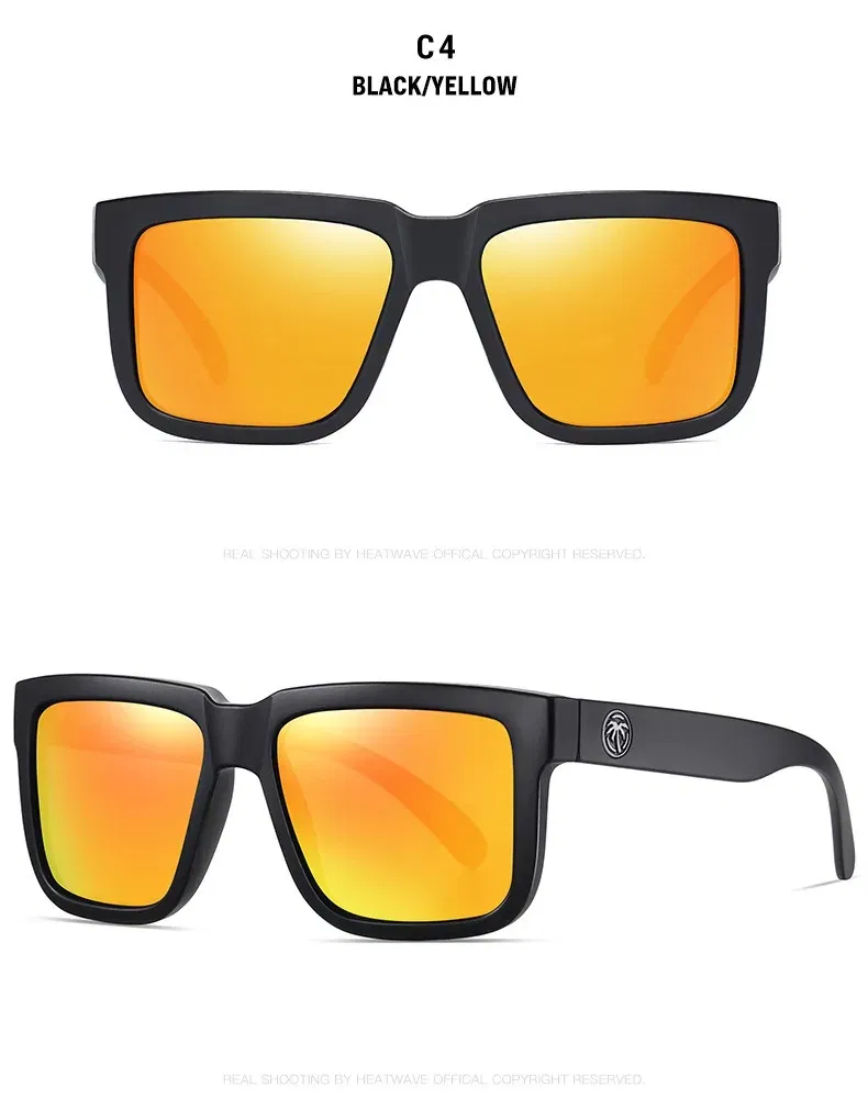 Lenses Color: PURPLE - NEW High quality luxury Heat Wave brand Polarized sunglasses square Conjoined lens Women men sun glasses UV400HW02