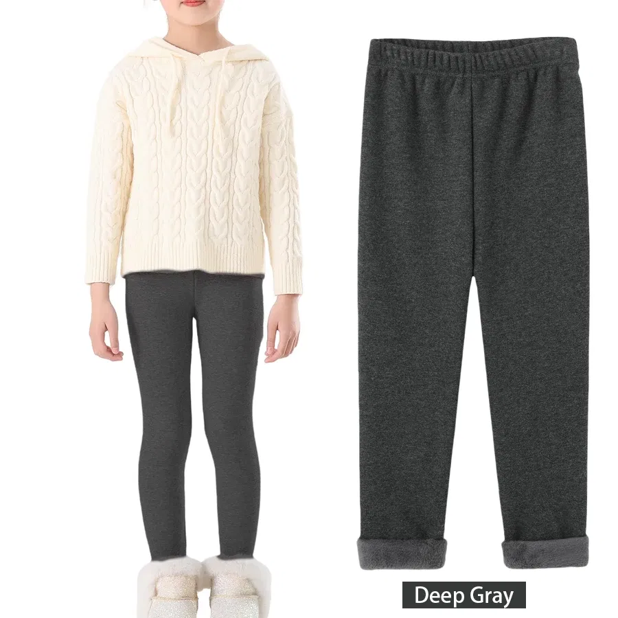 Color: Dark Grey, Size: 104, Ships From: CHINA - SheeCute Girls Winter Warm Pants Kids Fleece Lined Leggings for 3-11 Years SCW7101