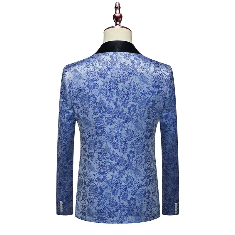 Color: SKY BLUE, Size: XXXL - Men's  Evening Dress Bridegroom Suit British Wedding Business Casual Fashion Three-piece Set with Vest And Trousers Sizes M-6XL